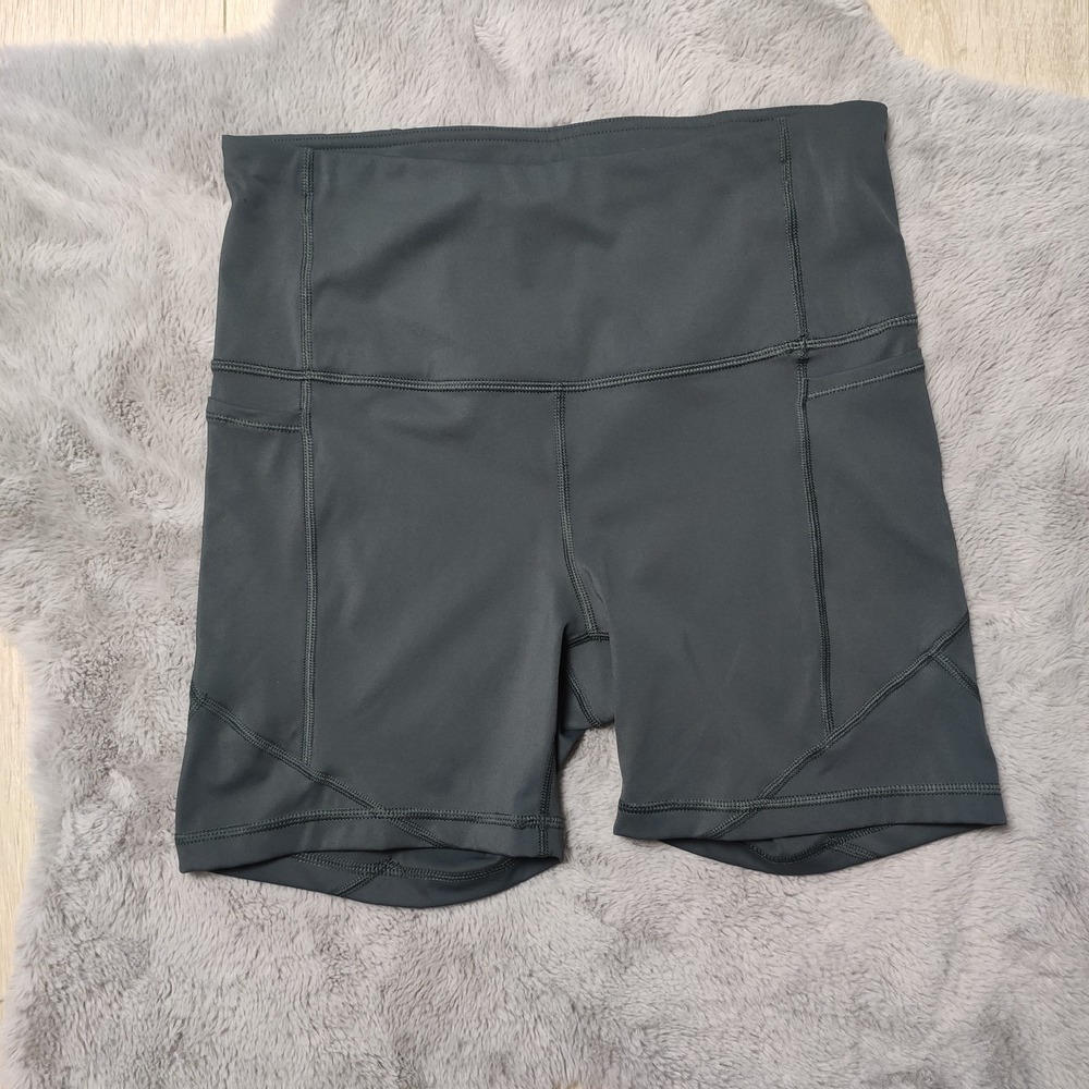 C9 Champion High Waisted Athletic Biker Shorts with Pockets Charcoal Gray Small